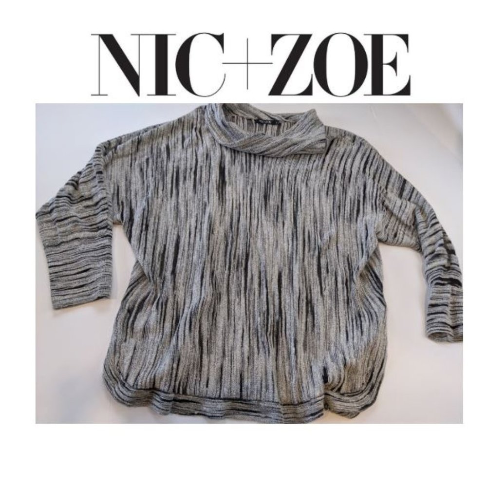 NIC+ZOE Grey/Black Sweater, SZ XL